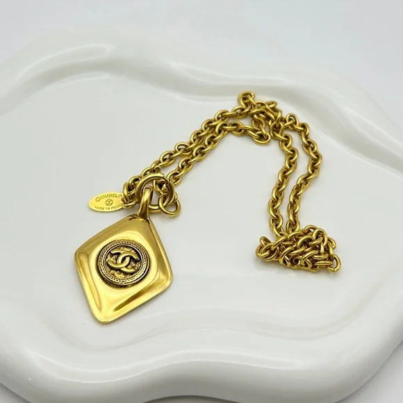 Chanel Vintage Rhombus CC Evening Drop Link Pendant Chain Necklace - Picture 2 of 5